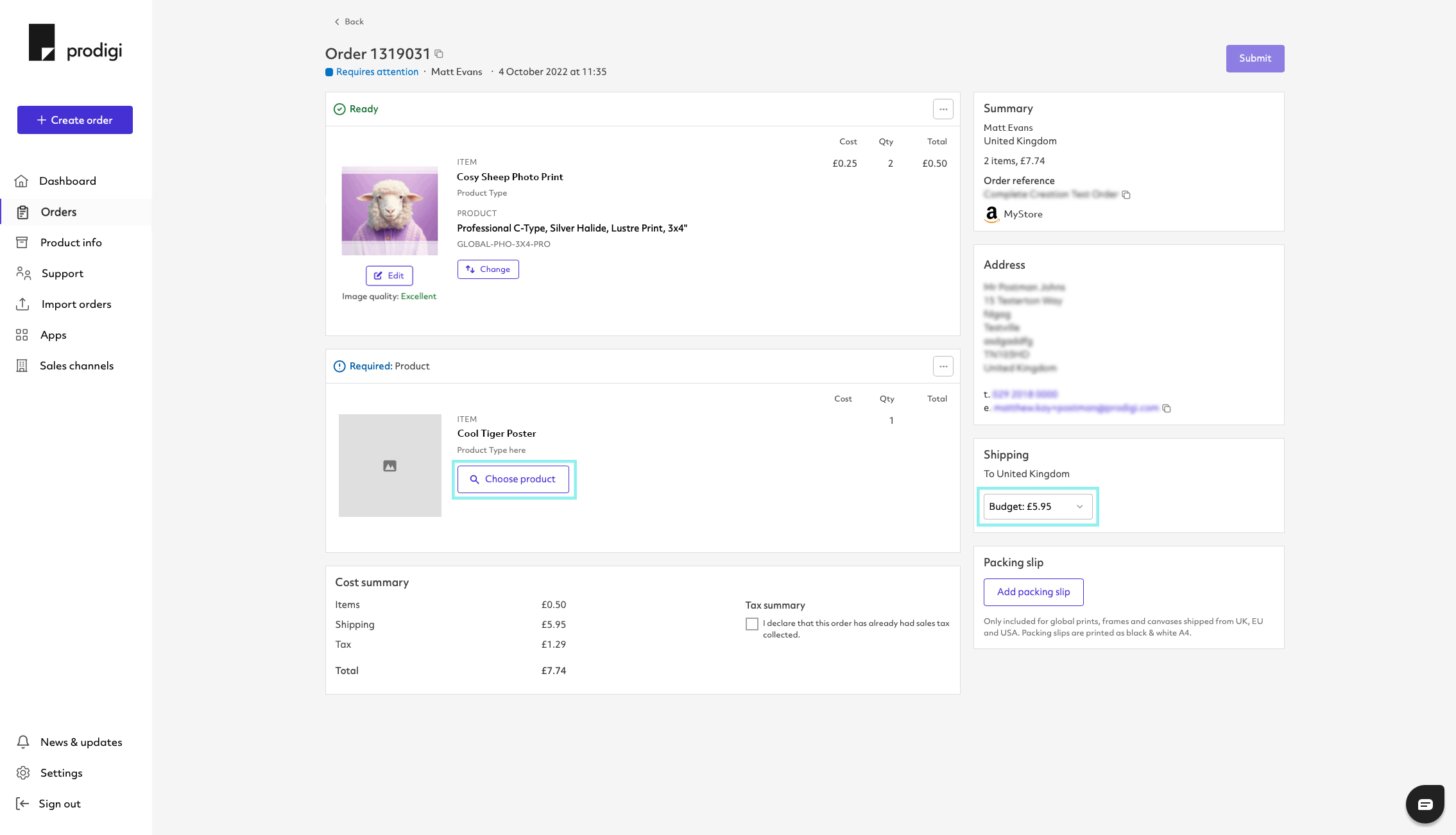 Review or personalise your Amazon order, step 3