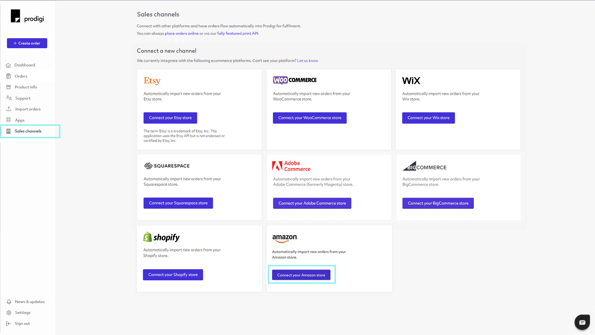 Prodigi sales channels