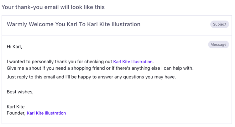 Welcome email editor