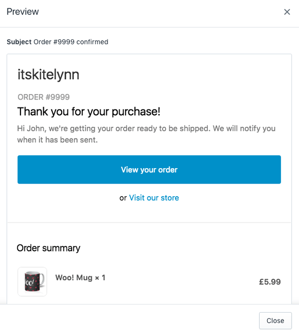 Shopify email preview