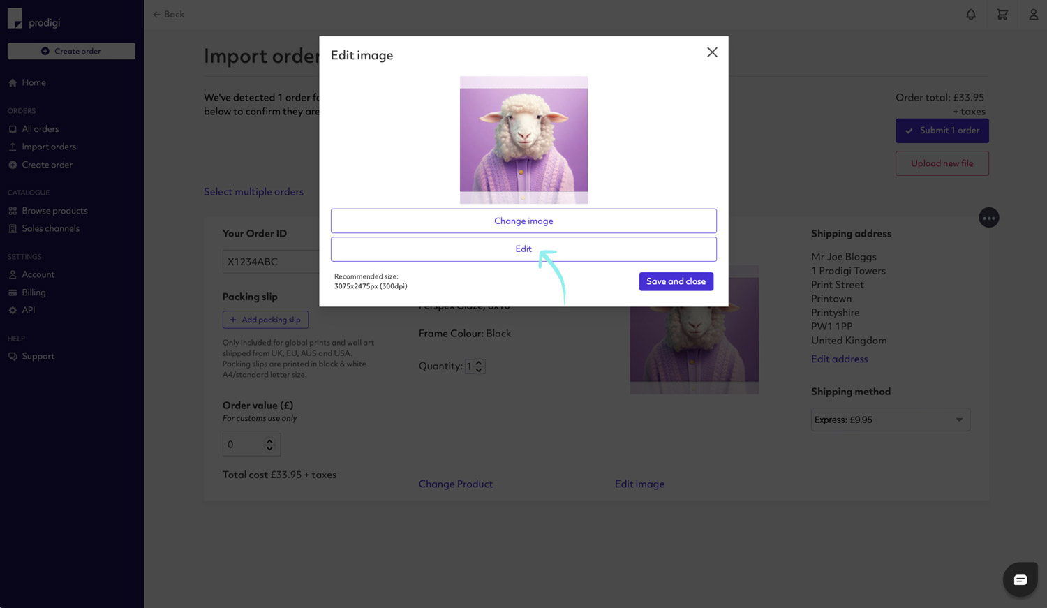 Modal with edit button