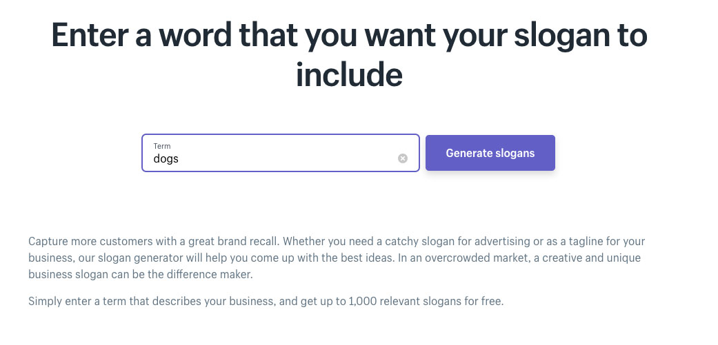 Shopify’s Free slogan maker additional phrases